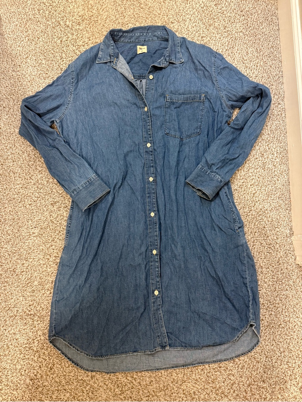 Gap 1969 button up collared denim long sleeve dress L tall large tall